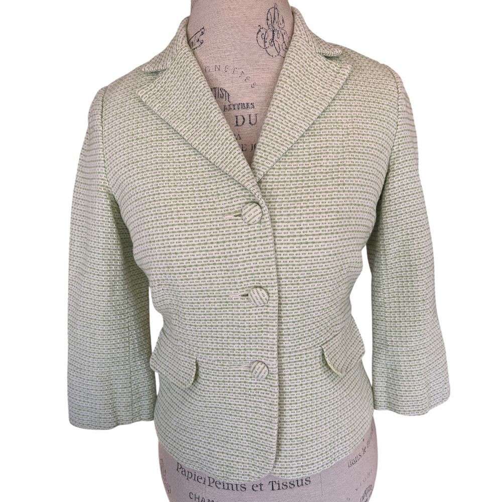 Old Navy Green Textured Blazer | Women’s Small | Cropped Linen Blend Jacket